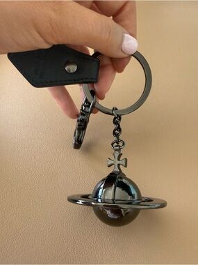 NWOT • Vivienne Westwood • Gunmetal Orb Key Chain Bag Charm